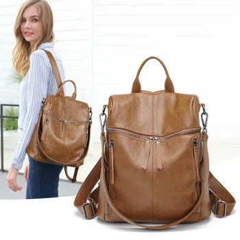 Backpack Female Korean-style New Style Versitile Fashion Cowhide Bag Casual Cool Soft Leather Anti-theft Backpack Fashion Wholes
Backpack Female Korean-style New Style Versitile Fashion Cowhide Bag Casual Cool Soft Leather Anti-theft Backpack Fashion Wholes