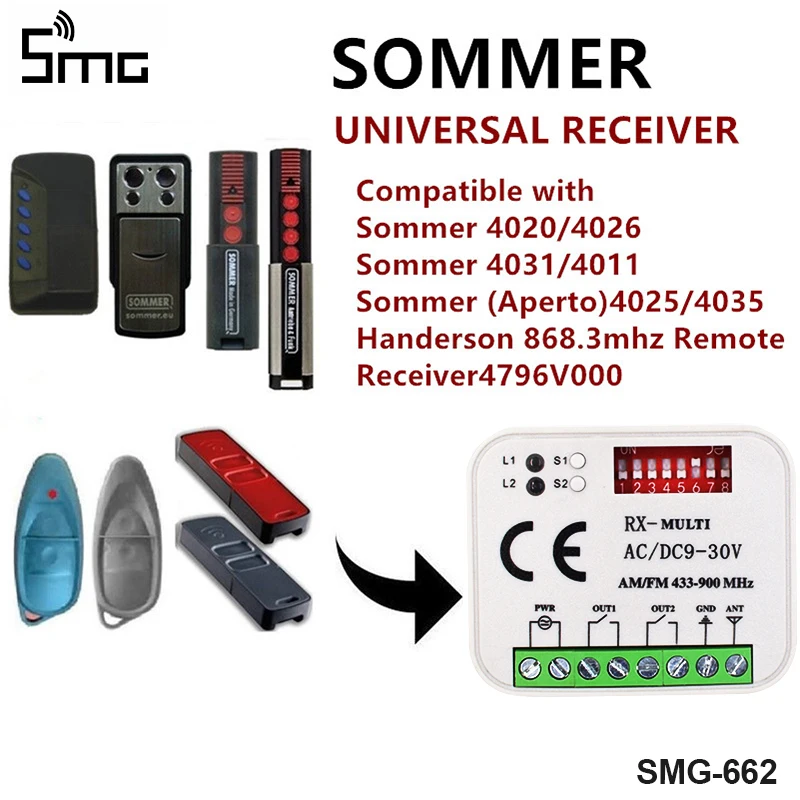 Multi frequency 300-900mhz garage door Receiver for HORAMNN BENINCA DITEC FAAC DEA SOMMER DOORHAN remote
Multi frequency 300-900mhz garage door Receiver for HORAMNN BENINCA DITEC FAAC DEA SOMMER DOORHAN remote