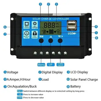 60A/50A/40A/30A/20A/10A 12V 24V Auto Solar Charge Controller PWM Controllers LCD Dual USB 5V Output Solar Panel PV Regulator
60A/50A/40A/30A/20A/10A 12V 24V Auto Solar Charge Controller PWM Controllers LCD Dual USB 5V Output Solar Panel PV Regulator