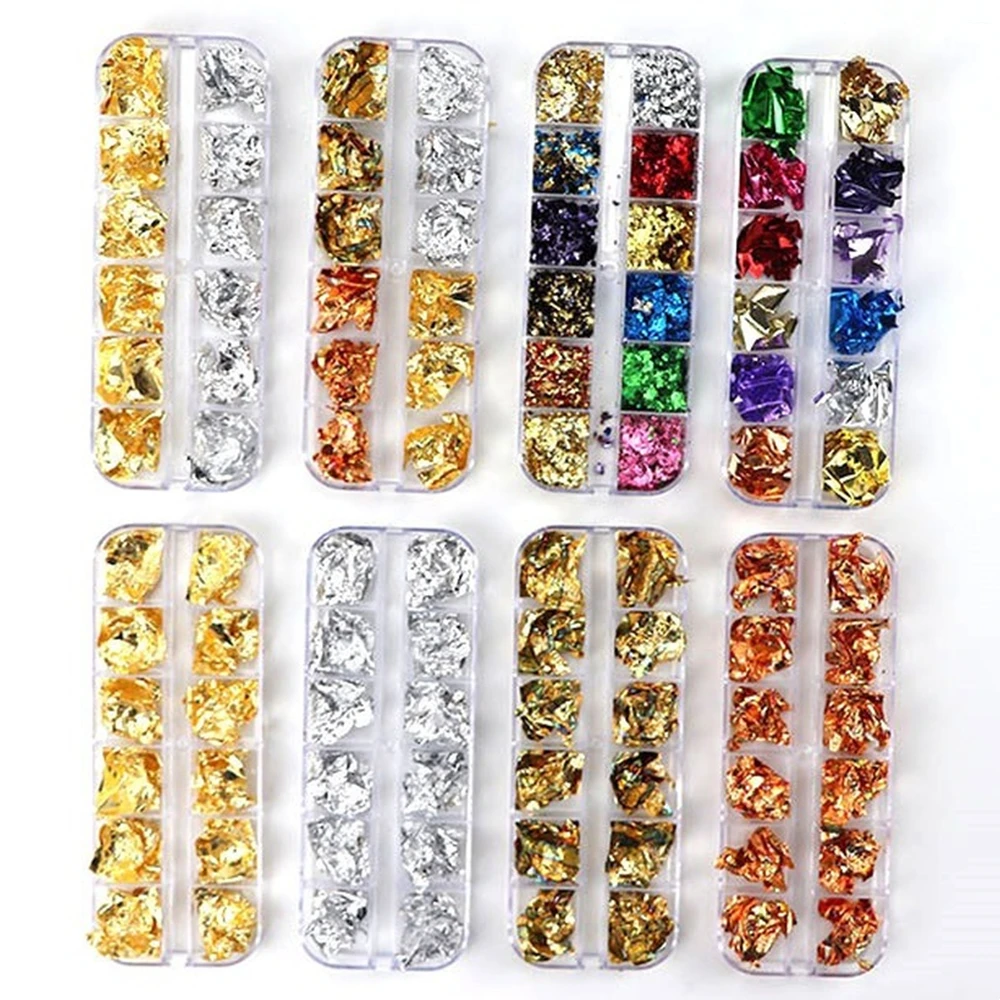 12Grid Gold Foils Gorgeous Nails Glitter Flakes Paillette Chip Aluminum Nail Design Shinny Nail Art Decoration Accessories
12Grid Gold Foils Gorgeous Nails Glitter Flakes Paillette Chip Aluminum Nail Design Shinny Nail Art Decoration Accessories