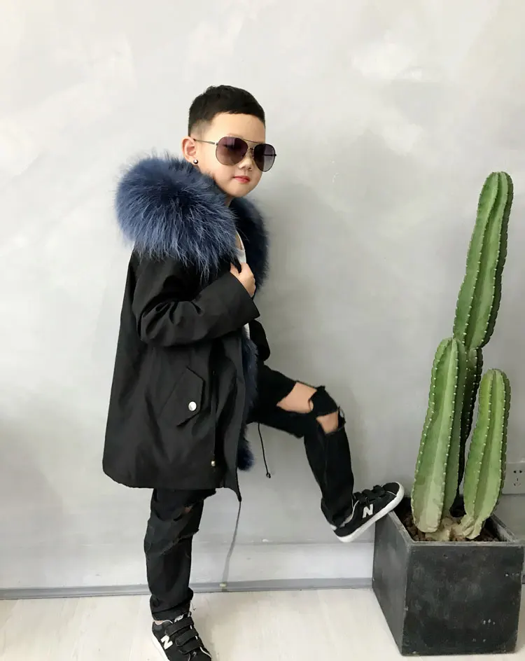 kids parkas natural fox fur child coats for winter (6)