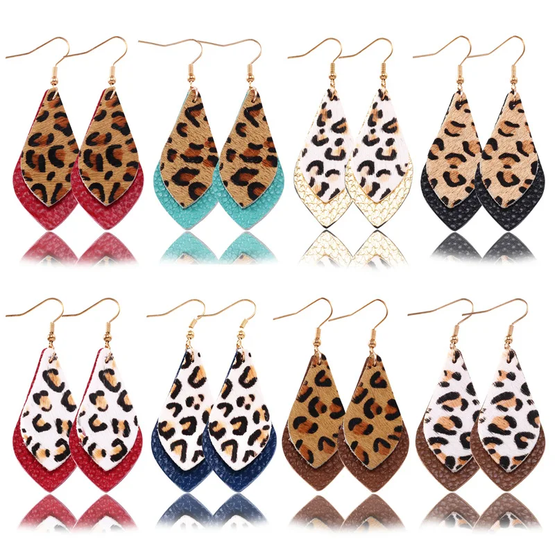Женские серьги-капли из натуральной кожи ZWPON Модные леопардовые серьги-Гепарды с