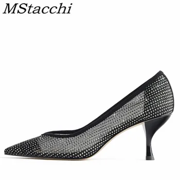 MStacchi Office ladies shoes summer breathable mesh pointed toe shoes women's comfortable crystal high heels sandals for women 
MStacchi Office ladies shoes summer breathable mesh pointed toe shoes women's comfortable crystal high heels sandals for women