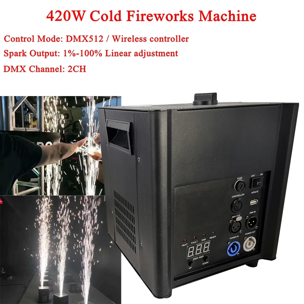 Stage Effect Lighting Equipment Fireworks Machine 570W Cold Spark Wedding DJ Disco Flame Fountain DMX512 And Remote Control
Stage Effect Lighting Equipment Fireworks Machine 570W Cold Spark Wedding DJ Disco Flame Fountain DMX512 And Remote Control