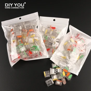 30/50/100Pcs/Bag Mini Fast Push-in Wire Connector PCT-252/253/254/255 2 3 4 5 Conductor Terminal Block 18-12AWG For Junction Box
30/50/100Pcs/Bag Mini Fast Push-in Wire Connector PCT-252/253/254/255 2 3 4 5 Conductor Terminal Block 18-12AWG For Junction Box