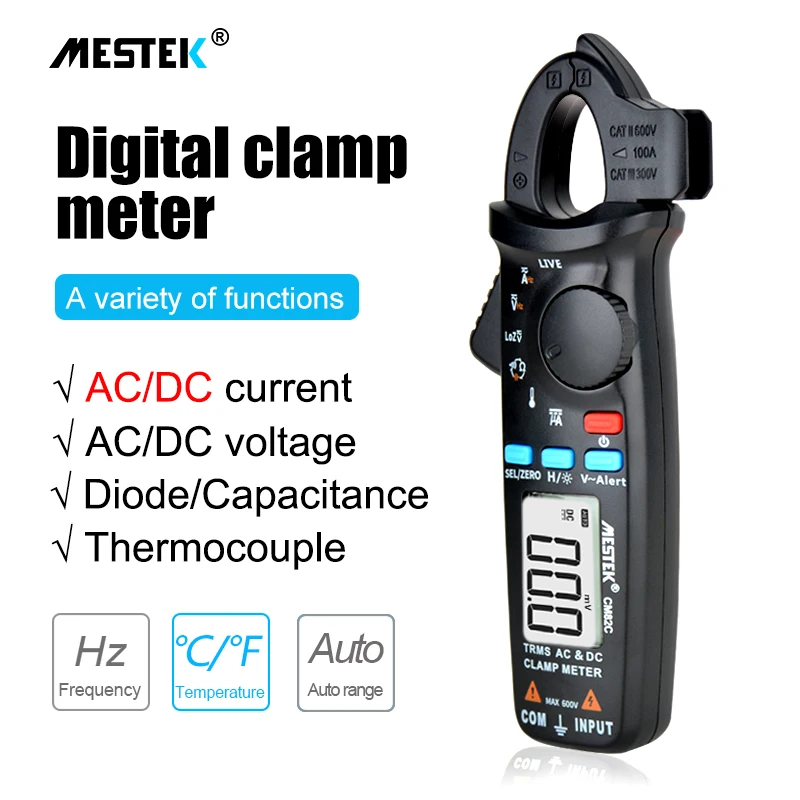 MESTEK True RMS Mini Digital Clamp Meters AC/DC Current Voltage Auto Range VFC Capacitance Non Contact Multimeter High Precision
MESTEK True RMS Mini Digital Clamp Meters AC/DC Current Voltage Auto Range VFC Capacitance Non Contact Multimeter High Precision