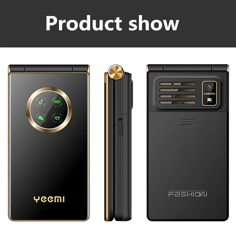 Yeemi M3 Dual Display 5900mAh Flip CellPhone Big Keyboard Voice WCDMA 3G Elderly Cell Gift Leather Bag Sim Mobile Phone | Мобильные