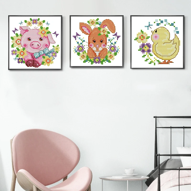 Pig, Rabbit and Chiken Painting Happy Farm Series Animal Crossing Embroidery Kit for Kid Room 11CT 14CT Needlework Set on Canvas
Pig, Rabbit and Chiken Painting Happy Farm Series Animal Crossing Embroidery Kit for Kid Room 11CT 14CT Needlework Set on Canvas