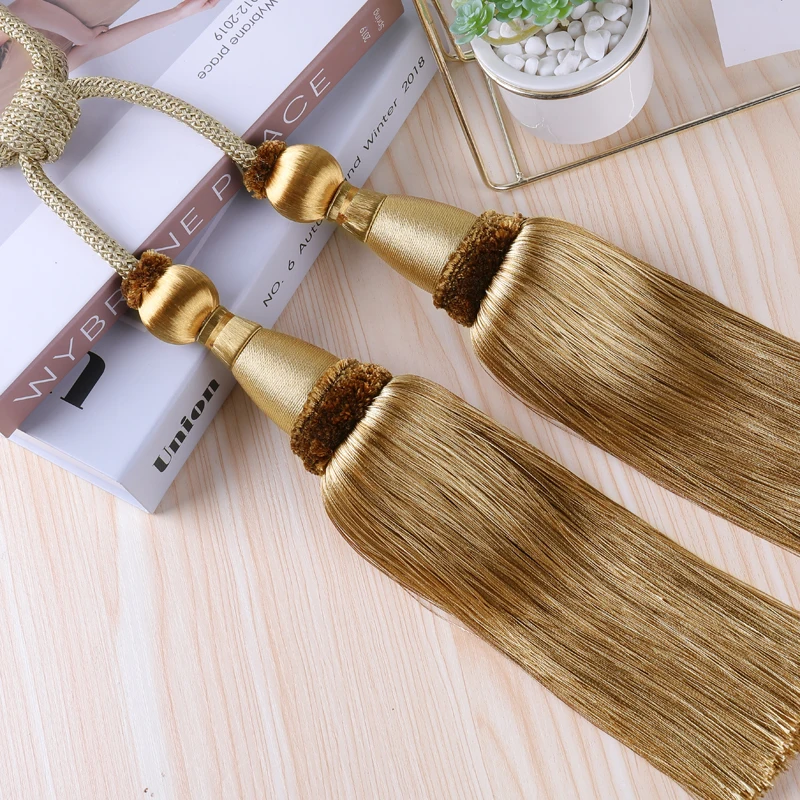 

QGVLish 2Pcs 4 Balls Curtain Tassels Fringe Tiebacks Hanging Belts Bind Ropes Brush Straps Curtain Accessories Tieback Holder