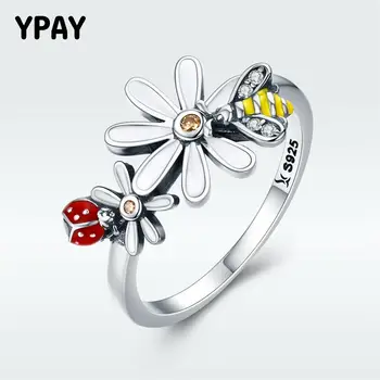 YPAY Authentic 925 Sterling Silver Finger Rings for Women Bee and Ladybug in Flower Garden Bague Ring Fine Jewelry Gift YMR198
YPAY Authentic 925 Sterling Silver Finger Rings for Women Bee and Ladybug in Flower Garden Bague Ring Fine Jewelry Gift YMR198