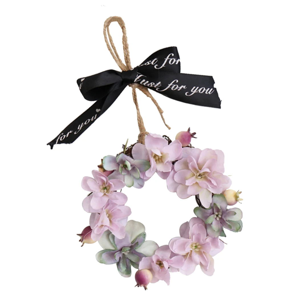 Mini Pink Hydrangea Flower Door Wreath Wall Hanging Spring Floral Home Decor Fall Wreaths for Front Door Mini Pink Hydrangea Flower Door Wreath Wall Hanging Spring Floral Home Decor Fall Wreaths for Front Door