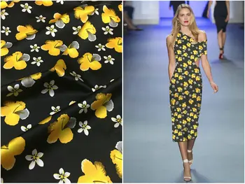 New black bottom small yellow flower digital inkjet silk stretch satin fabric high silk dress cheongsam shirt suit cloth
New black bottom small yellow flower digital inkjet silk stretch satin fabric high silk dress cheongsam shirt suit cloth