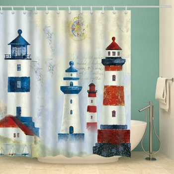 Nautical Lighthouse Design Shower Curtain Polyester Fiber Bathroom Decor Bath With 12 Hooks Household Bathroom Parts Access
Nautical Lighthouse Design Shower Curtain Polyester Fiber Bathroom Decor Bath With 12 Hooks Household Bathroom Parts Access