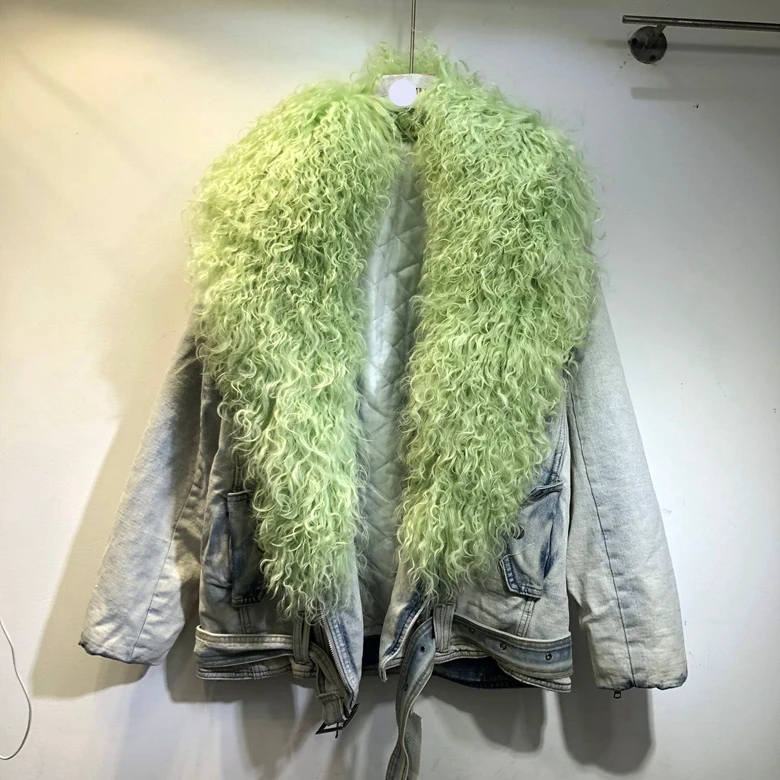 European Winter New Thickened Cotton Coat Women Real Sheep Fur Colalr Oversized Jacket Loose Denim Coat Cotton-padded 4color
European Winter New Thickened Cotton Coat Women Real Sheep Fur Colalr Oversized Jacket Loose Denim Coat Cotton-padded 4color