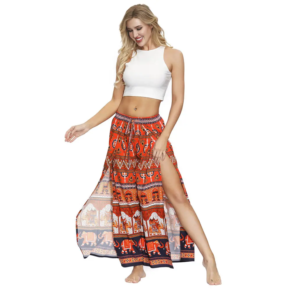 Women Summer Wide Leg Pants Chic Gypsy Ethnic Print Split Beach Party Pants Drawstring Loose Sarouel Femme
Women Summer Wide Leg Pants Chic Gypsy Ethnic Print Split Beach Party Pants Drawstring Loose Sarouel Femme