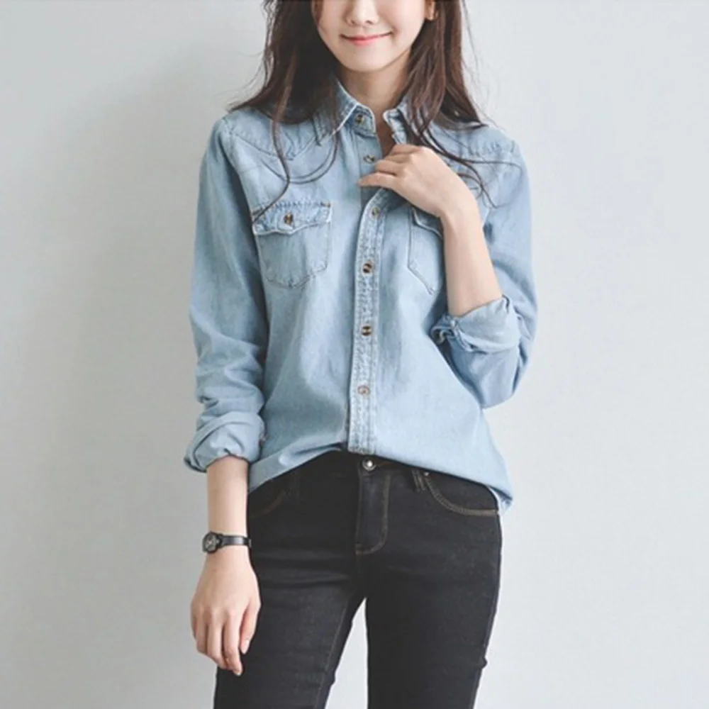 Long-Sleeved Loose College Style Korean Denim Shirt Female Wild Students Spring Autumn Long Shirts Solid Color Denim Tops Tees
Long-Sleeved Loose College Style Korean Denim Shirt Female Wild Students Spring Autumn Long Shirts Solid Color Denim Tops Tees