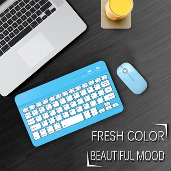 

Wireless Bluetooth Keyboard 59 Keys Rechargeable Portable Mini Keyboards Blue Retro IPad Keyboard for IOS Android PC Laptop