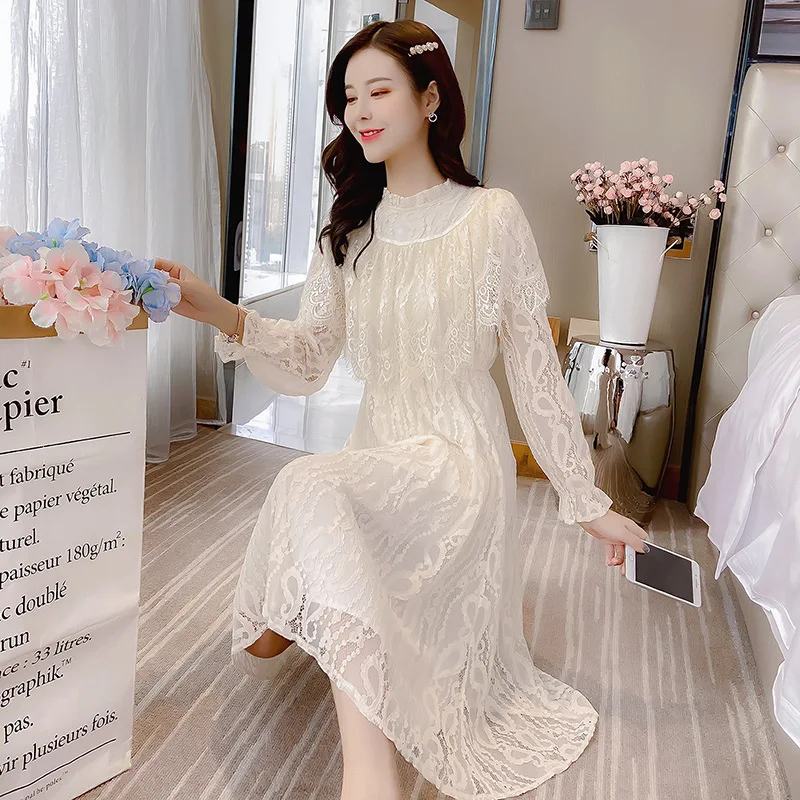 2020 Spring Early Spring New Style Elegant Sweet Smock Lace Dress Women's Waist Hugging Slimming Medium-length Dress Spring Clot
2020 Spring Early Spring New Style Elegant Sweet Smock Lace Dress Women's Waist Hugging Slimming Medium-length Dress Spring Clot
