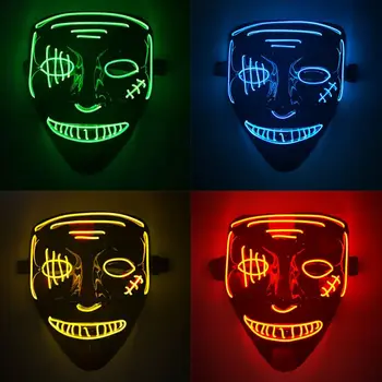 

Halloween LED Purge Election Mascara Costume DJ Party Neon Light Up Glow In Dark Mascara Horror Glowing Supplies