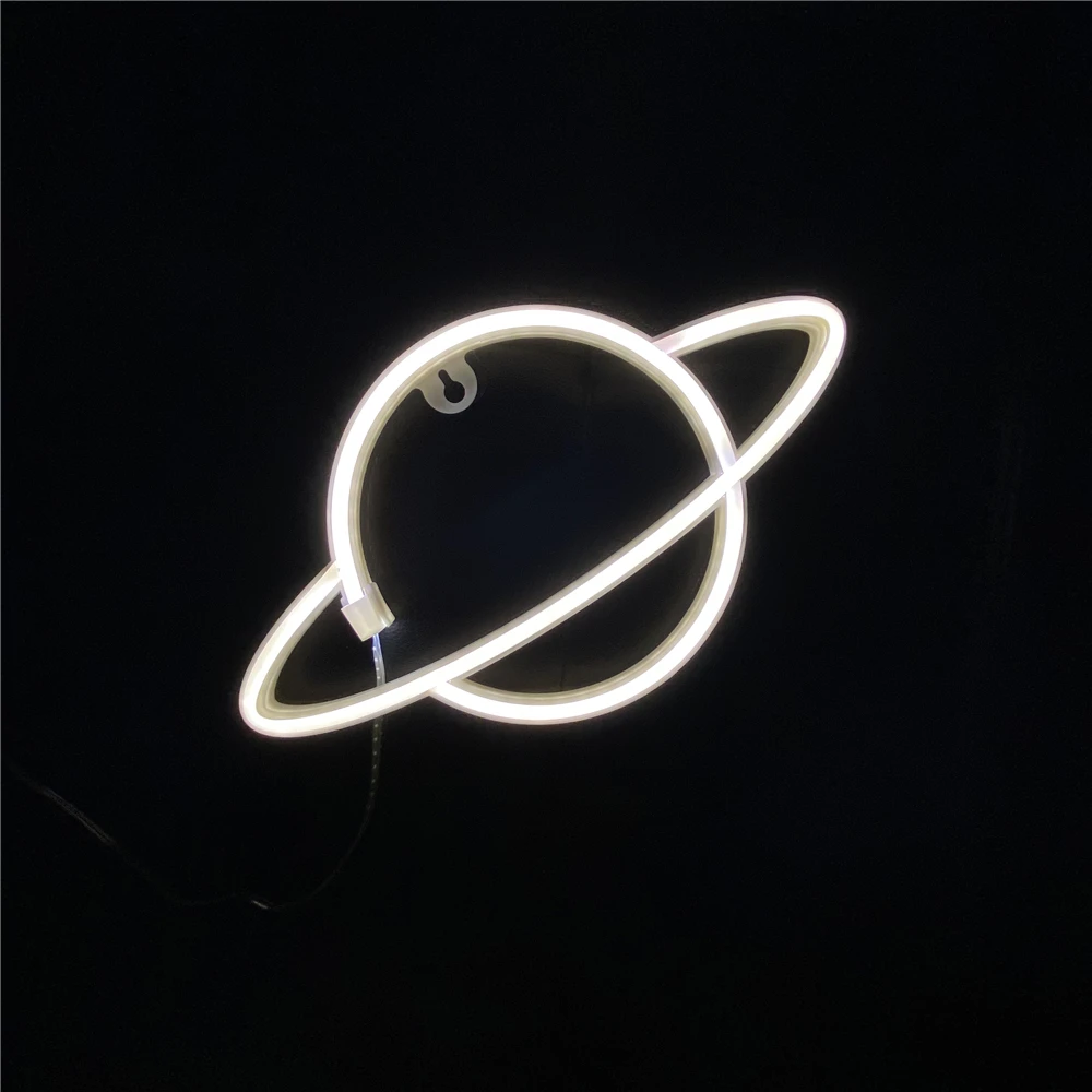 Planet Shape Neon Signs White Light 