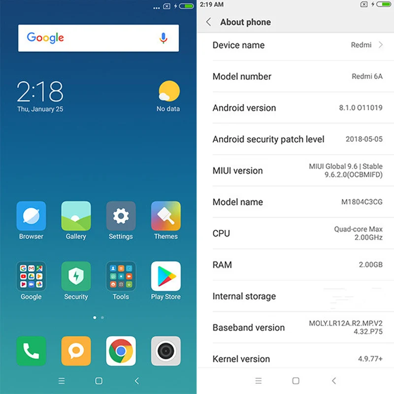 Глобальная версия Xiaomi Redmi 6A 2 Гб 16 5 45 &quot18:9 полный экран смартфон MTK Helio A22