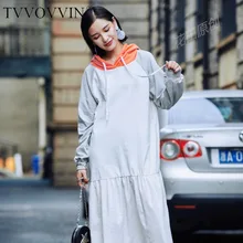 TVVOVVIN 2020 осенне зимнее Новое лоскутное цветное платье с длинным