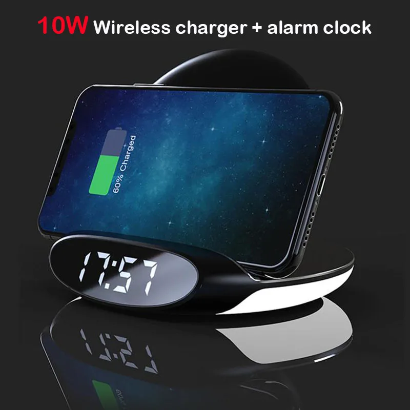 10W fast QI wireless charger phone holder LED display alarm clock usb chargeing for iphone 8 plus x xs max xr samsung s10 s9 s7
10W fast QI wireless charger phone holder LED display alarm clock usb chargeing for iphone 8 plus x xs max xr samsung s10 s9 s7