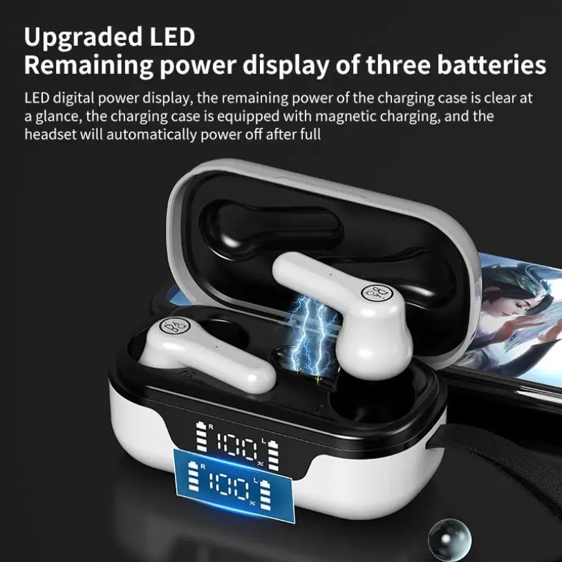 Original HBQ ANC Pro Bluetooth V5.1 Headset Active Noise Cancelling LED Display Mini Wireless Touch Control Earbuds TWS Earphone