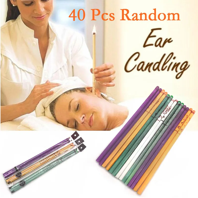 

40 Pcs Coning Beewax Natural Ear Candle Ear Candling Therapy Straight Style Ear Care Thermo-Auricular Therapy Face Lift Tool