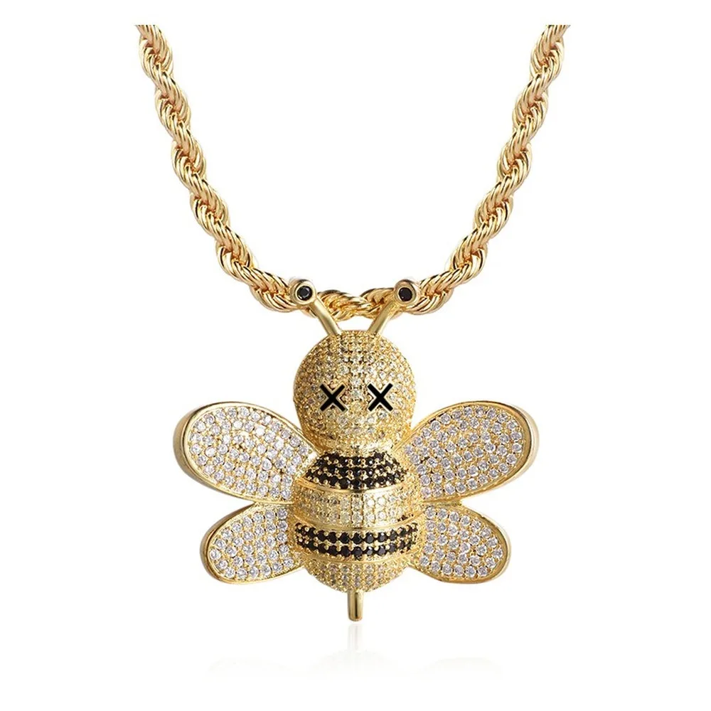 Hip Hop Chain Fully Iced Out Lab Diamond Cute Little Bee Pendent Necklace for Men Women
Hip Hop Chain Fully Iced Out Lab Diamond Cute Little Bee Pendent Necklace for Men Women