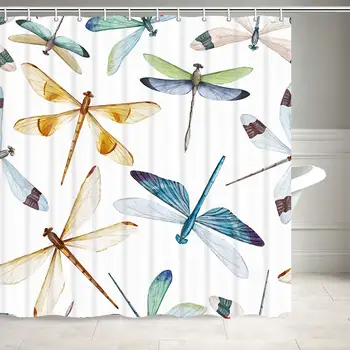 Dragonfly Shower Curtain, Colorful Patterns Spots on Wings Insect Shower Curtain for Bathroom, Fabric Bath Curtains 12PCS Hooks
Dragonfly Shower Curtain, Colorful Patterns Spots on Wings Insect Shower Curtain for Bathroom, Fabric Bath Curtains 12PCS Hooks