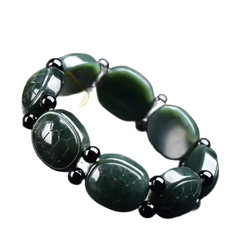 

Natural Hetian jade jade jade hand string longevity turtle shell hand row longevity Bracelet