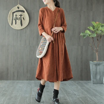 Women Cotton Linen Dress Dobby V Neck Buttons Big Loose Retro Vintage Fashion Casual for Spring AZ24341528
Women Cotton Linen Dress Dobby V Neck Buttons Big Loose Retro Vintage Fashion Casual for Spring AZ24341528