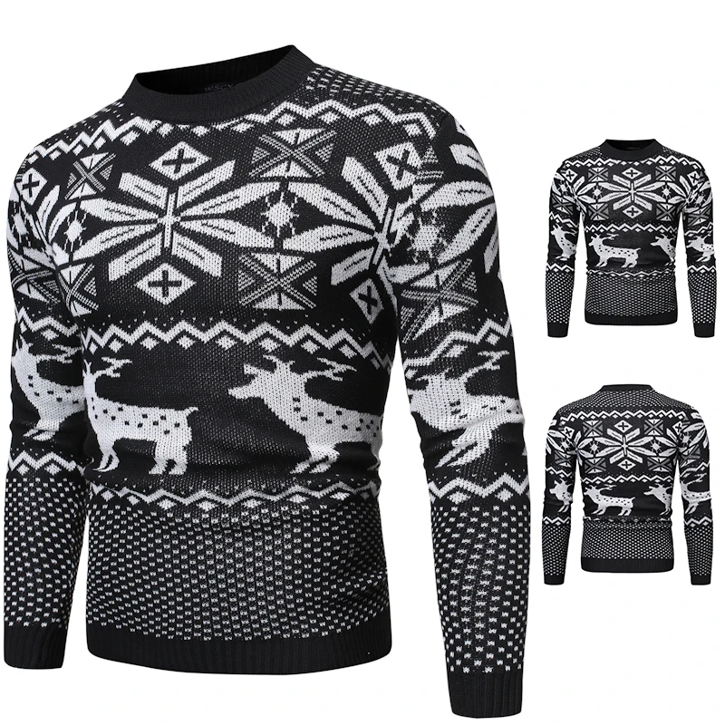Men Sweater New Plus-size Christmas Fawn Slim Sweater with Round Neck Knit Pullover Sweater
Men Sweater New Plus-size Christmas Fawn Slim Sweater with Round Neck Knit Pullover Sweater