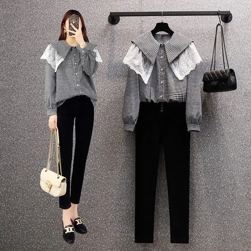 Autumn Women's Two-piece Suit, Plus Size Women's Pants Suit, Plaid Shirt, All-match Overalls, Two-piece Women
Autumn Women's Two-piece Suit, Plus Size Women's Pants Suit, Plaid Shirt, All-match Overalls, Two-piece Women