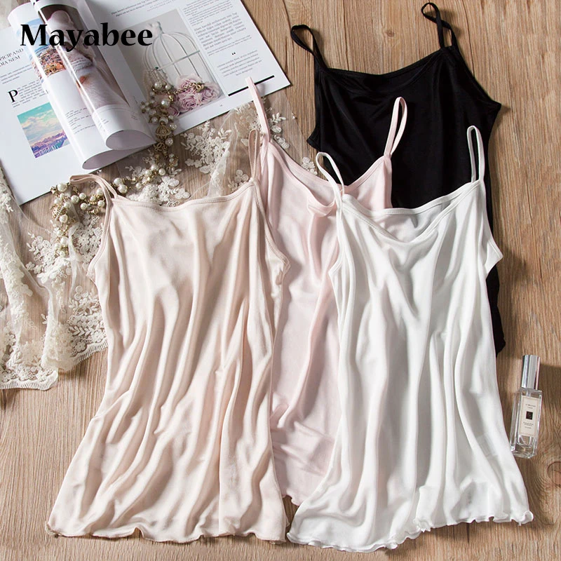 Thin Mulberry Silk Suspender Bottoming Shirt Tight-Fitting White Black Ladies Tank top 2021 Summer New Product
Thin Mulberry Silk Suspender Bottoming Shirt Tight-Fitting White Black Ladies Tank top 2021 Summer New Product