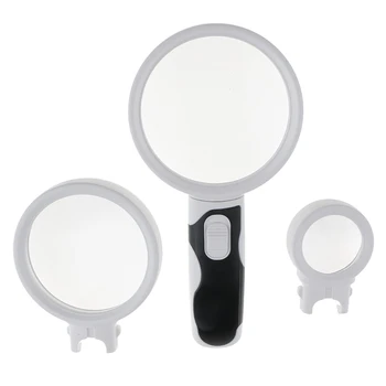 3-in-1 Handheld LED Light Magnifier Reading Glass with Interchangeable Magnifying Glass Lens 2.5x 5x and 16x for Jewelry
3-in-1 Handheld LED Light Magnifier Reading Glass with Interchangeable Magnifying Glass Lens 2.5x 5x and 16x for Jewelry