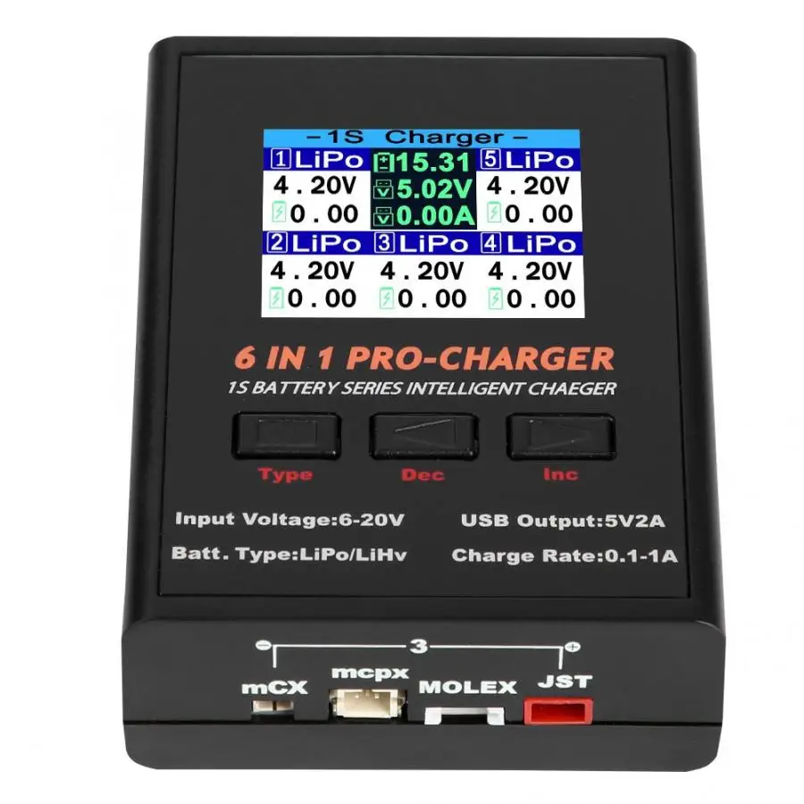 Hot Rcharlance 6 In 1 Charger 1S LiPO/LiHv Battery Charger With Micro MX mCPX JST Spare
Hot Rcharlance 6 In 1 Charger 1S LiPO/LiHv Battery Charger With Micro MX mCPX JST Spare