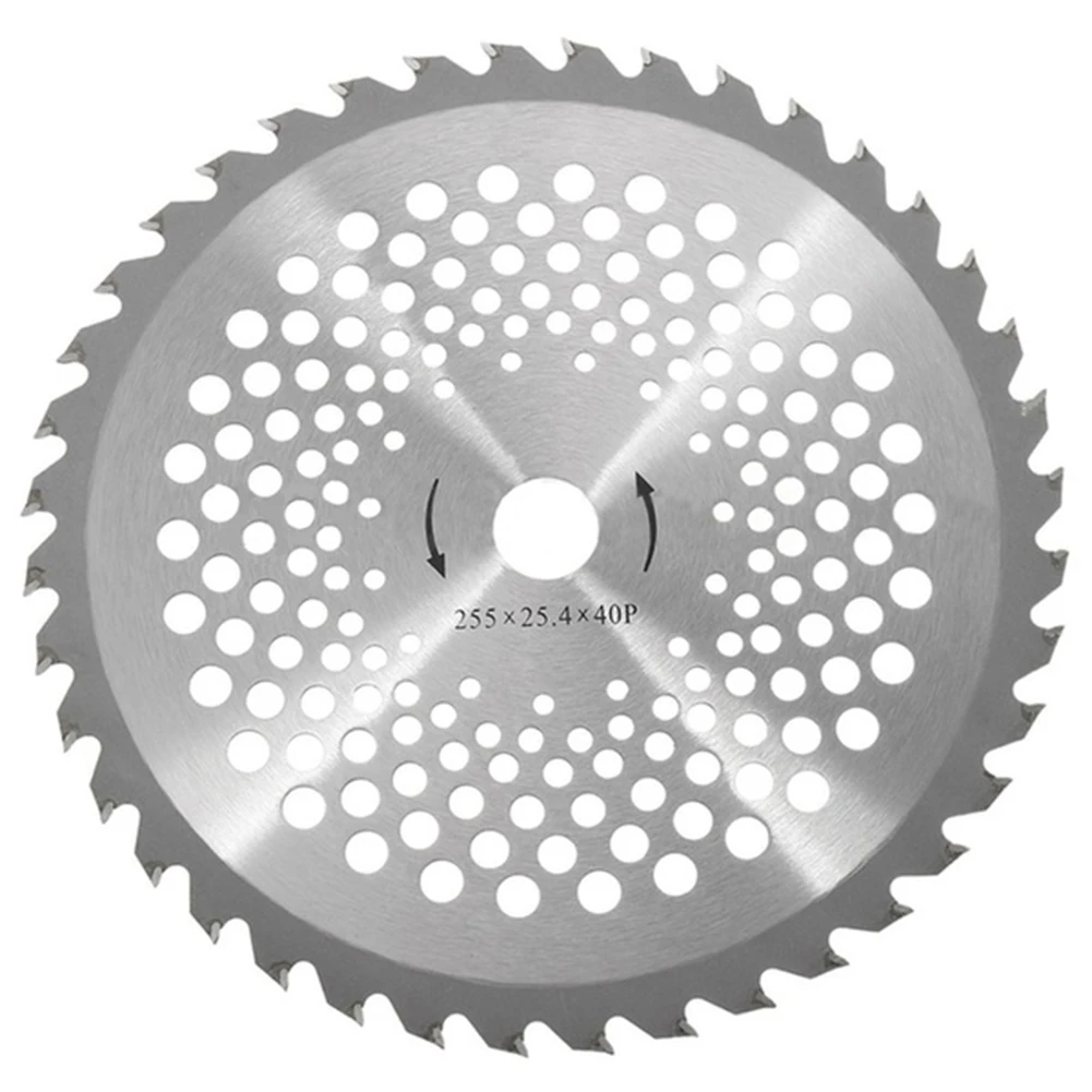 10'' 40 Teeth Bore Dia. 25.4mm Carbide Tip Blade Brush Cutter Trimmer Accessories for cutting wood brush and shrubs 
10'' 40 Teeth Bore Dia. 25.4mm Carbide Tip Blade Brush Cutter Trimmer Accessories for cutting wood brush and shrubs