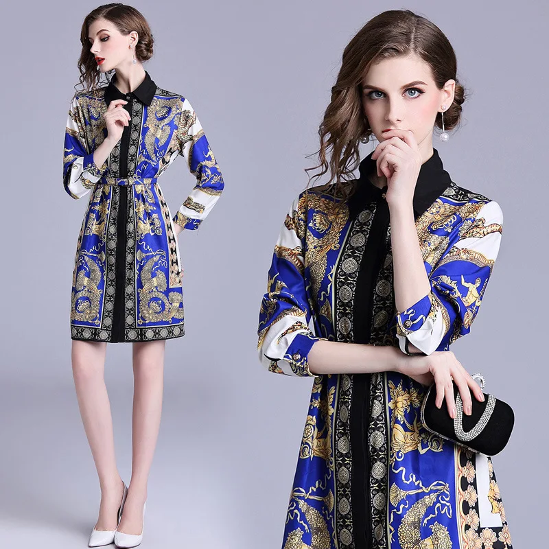 Photo Shoot Europe And America Fashion WOMEN'S Dress 2019 New Style Fold-down Collar Long Sleeve Retro Printed Loose-Fit Dress
Photo Shoot Europe And America Fashion WOMEN'S Dress 2019 New Style Fold-down Collar Long Sleeve Retro Printed Loose-Fit Dress