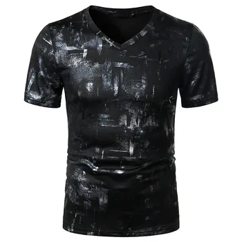 KLV Men's t-shirt Polyester tunic men's Summer Casual V-Neck Top men Short Sleeve Top men Gold Stamping Printing T-shirt Top
KLV Men's t-shirt Polyester tunic men's Summer Casual V-Neck Top men Short Sleeve Top men Gold Stamping Printing T-shirt Top