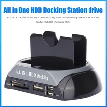 

2.5/3.5 Inch SATA/IDE HDD Case 2-Dock Dual Bay Hard Drive Docking Station E-SATA Card Reader Hub USB Enclosure HDD Box