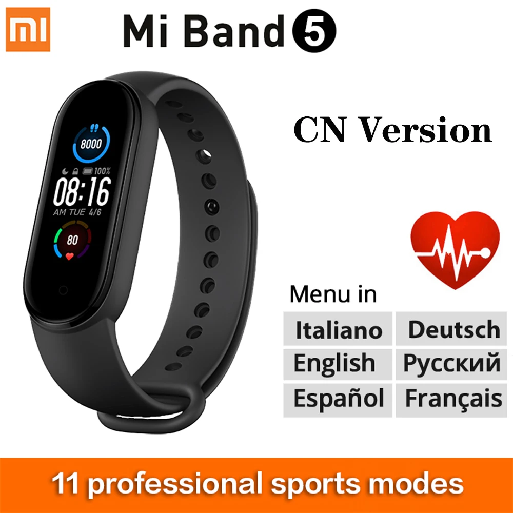 Original Xiaomi Mi Band 5 CN Version AMOLED Screen Miband 5 Smartband Fitness Traker Bluetooth Sport Waterproof Smart Band
Original Xiaomi Mi Band 5 CN Version AMOLED Screen Miband 5 Smartband Fitness Traker Bluetooth Sport Waterproof Smart Band