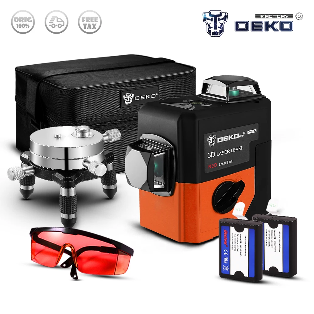 Factory Outlet DEKO HV-LL12 12Lines 3D Laser Level Self-Leveling 360 degree Horizontal & Vertical Cross Powerful Outdoor Useful
Factory Outlet DEKO HV-LL12 12Lines 3D Laser Level Self-Leveling 360 degree Horizontal & Vertical Cross Powerful Outdoor Useful