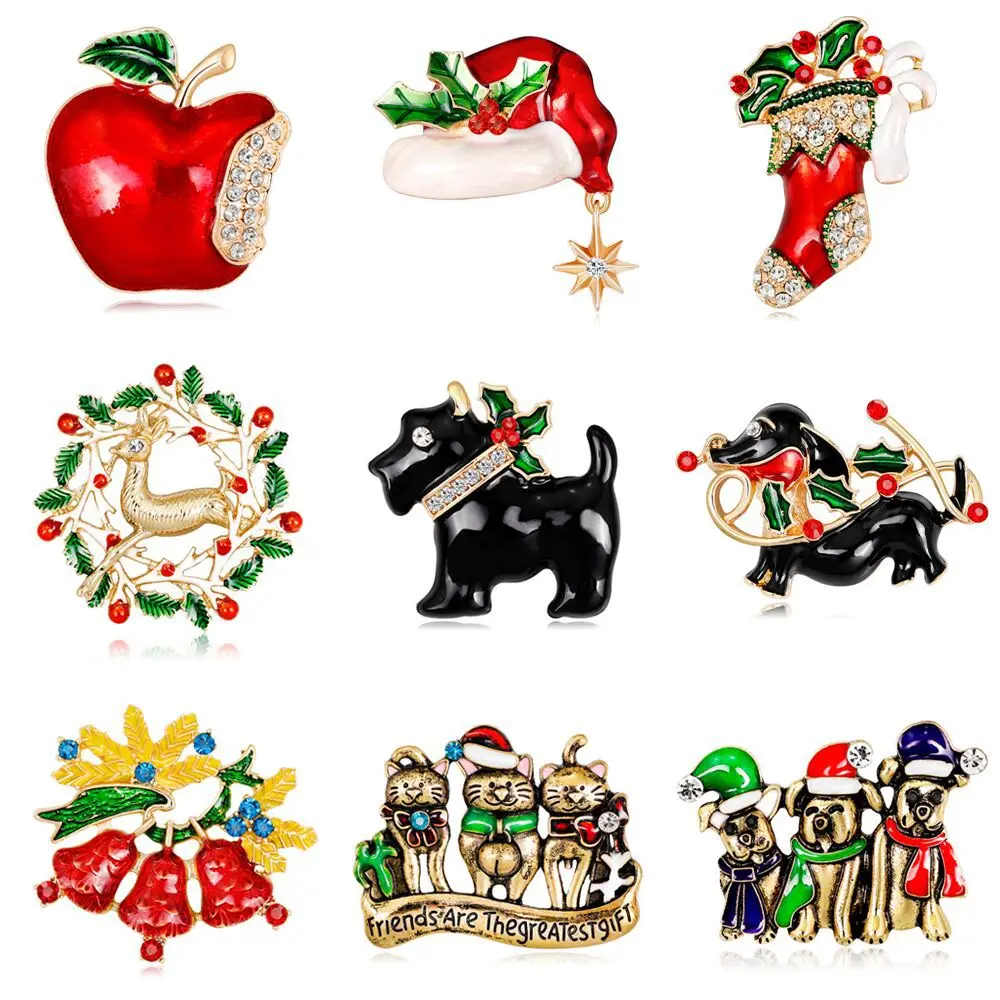 Christmas Series Brooches Pins Cute Little Dog Santa Claus Hat gloves Bells Socks Apple Enamel Pin Badges Brooch Jewelry AL3
Christmas Series Brooches Pins Cute Little Dog Santa Claus Hat gloves Bells Socks Apple Enamel Pin Badges Brooch Jewelry AL3