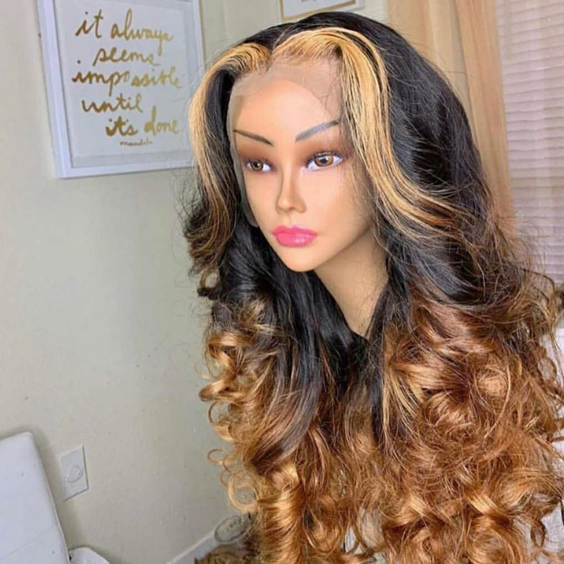 1B/27 Lace Front Human Hair Wigs With Baby Hair Wavy Pre Plucked Ombre Color Brazilian Remy Hair density 150% Bleach Knots13*4