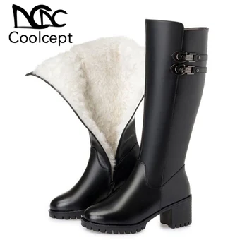 CoolCept Real Leather Women Knee High Boots Round Toe Side Zipper Thick Heels Shoes Winter Plush Warm Women Footwear Size 35-43
CoolCept Real Leather Women Knee High Boots Round Toe Side Zipper Thick Heels Shoes Winter Plush Warm Women Footwear Size 35-43
