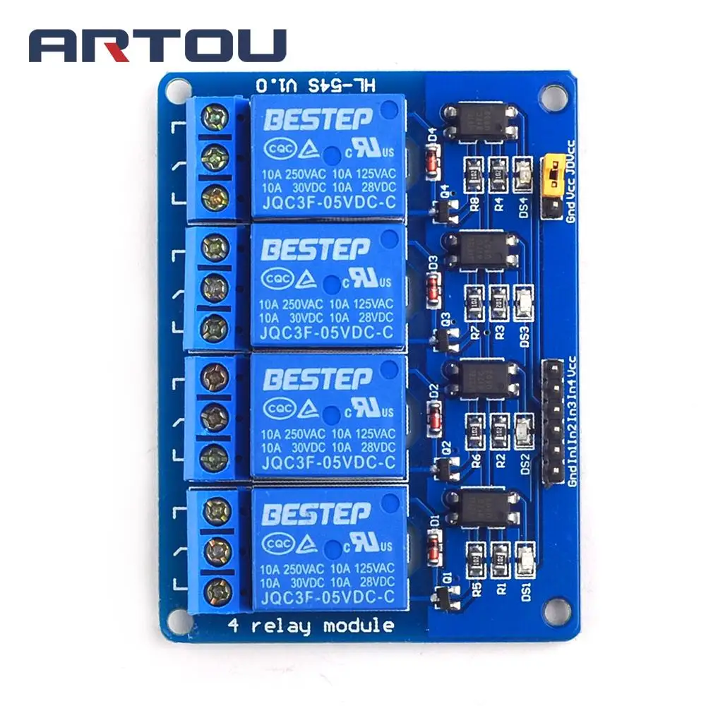 5V 4 Channel Relay Module Low Level Trigger with Optocoupler Relay Output 4 way Relay Module for Arduino 
5V 4 Channel Relay Module Low Level Trigger with Optocoupler Relay Output 4 way Relay Module for Arduino