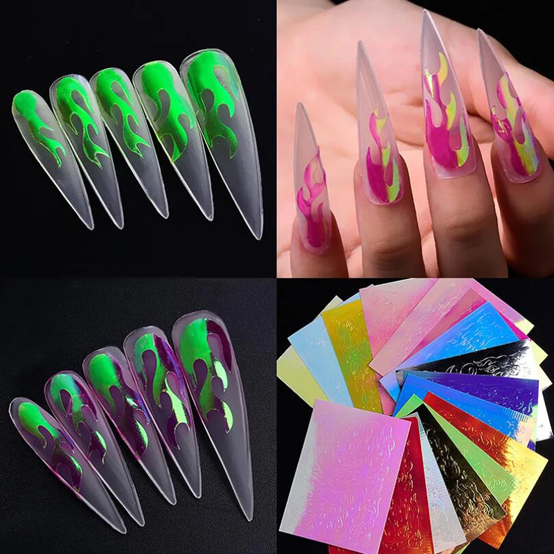 6*8cm 3D Nail Art Decorations Flame Nail Sticker Foil Silver Golden Color Transfer Designs Water Decals Nail Art Stickers Wraps
6*8cm 3D Nail Art Decorations Flame Nail Sticker Foil Silver Golden Color Transfer Designs Water Decals Nail Art Stickers Wraps