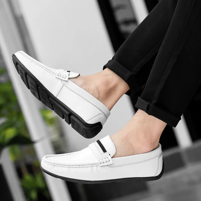 Autumn Winter New Men's Leather Casual Shoes, Breathable Durable, Comfortable and Lightweight, Men's Feet Peas Shoes for Boy